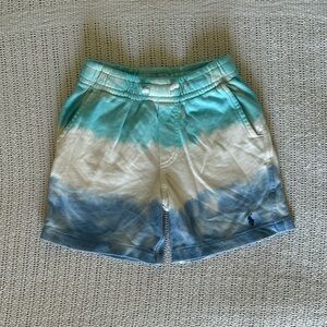 POLO Ralph Lauren Kids Boys Teal and Blue Gradient Ombré 100% Cotton Shorts 4T